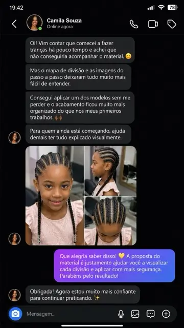 Conversa de trancista sobre o mapa de divisão do catálogo